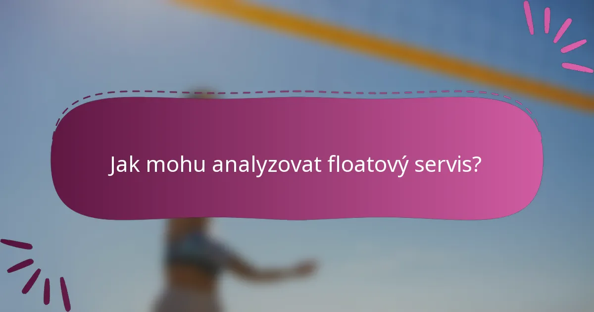 Jak mohu analyzovat floatový servis?
